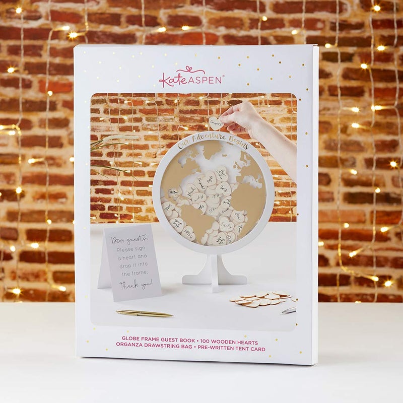 Kate Aspen Wedding Guest Book Alternative - Our Adventure Begins Globe Frame Keepsake (22101NA), Black - Image 3